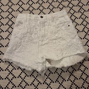 Free People Textured White High Waist Shorts